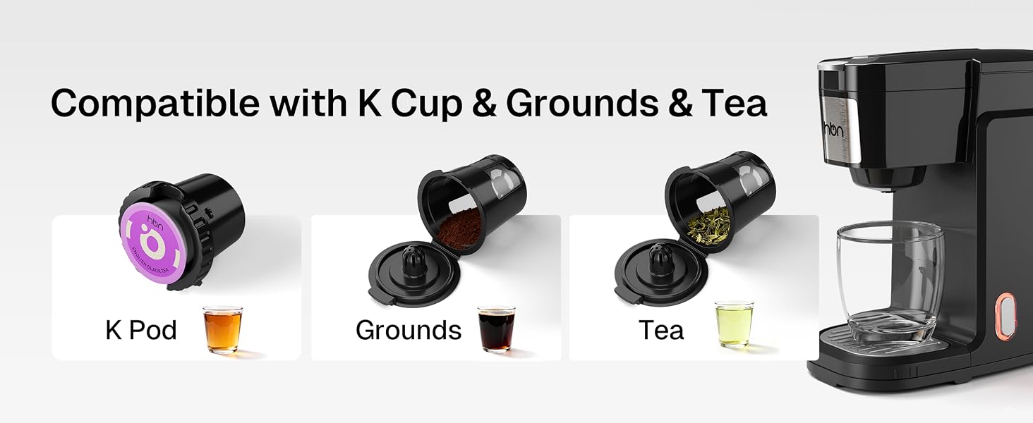 Compatible with K Cup & Grounds & Tea