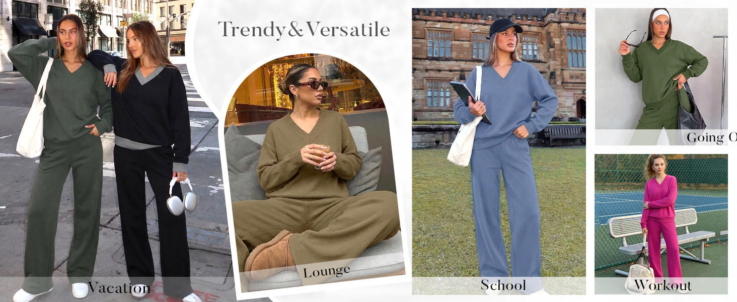 workout sets for women school girl matching sweat sets airport travel outfit cozy loungewear fall