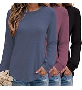 TCOT Women's 3 Pack Long Sleeve Shirts Lightweight Crew Neck Sweatshirts | S-3XL,Dressy Casual Bl...