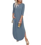 ANRABESS Women’s 3/4 Sleeve Maxi Dress & Pockets | Soft Wrinkle Resistance Fabric,Casual Loose,Cr...