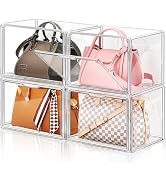 DILIBRA 4 Packs Clear Plastic Handbag Storage Organizer for Closet, Acrylic Display Case for Purs...