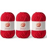 3 Pack Burgundy Chunky Chenille Yarn for Crocheting, Bulky Velvet Yarns for Crochet, Baby Yarn fo...