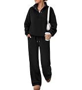 Casly Lamiit Sweatsuits Women 2 Piece Outfit Oversized Casual Lounge Sets | Button Henley Pullove...