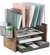 AUPSEN Rose Gold Desk Organizers and Accessories, 5-Tier Desktop Paper File Organizer with Remova...