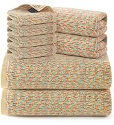 REDKISS 8 Piece Towel Set - 2 Bath, 2 Hand, 4 Washcloths, Yellow | 100% Cotton, Super Absorbent, ...