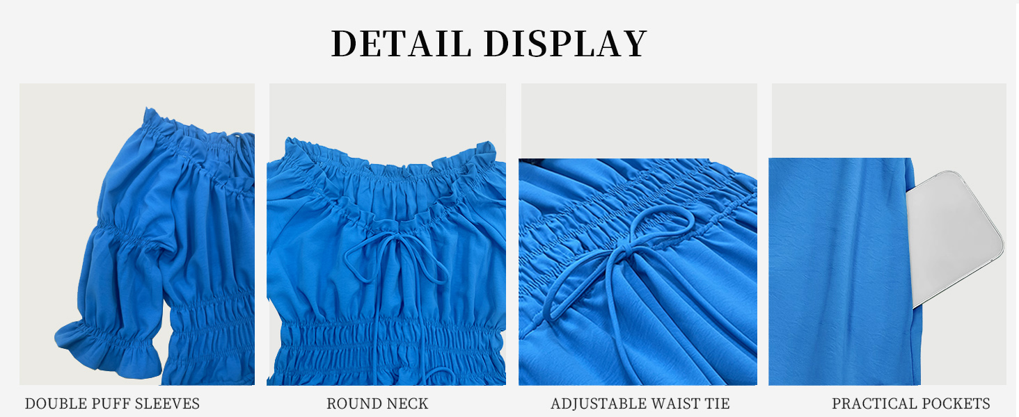 puff sleeve dress,womens dresses with sleeves,smocked dress women,blue dresses