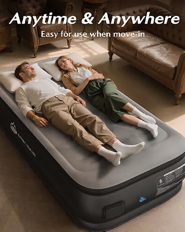 JUITOY Twin Air Mattress with Built in Pump Gray | 18in Height with Built in Pump Newly Upgraded ...
