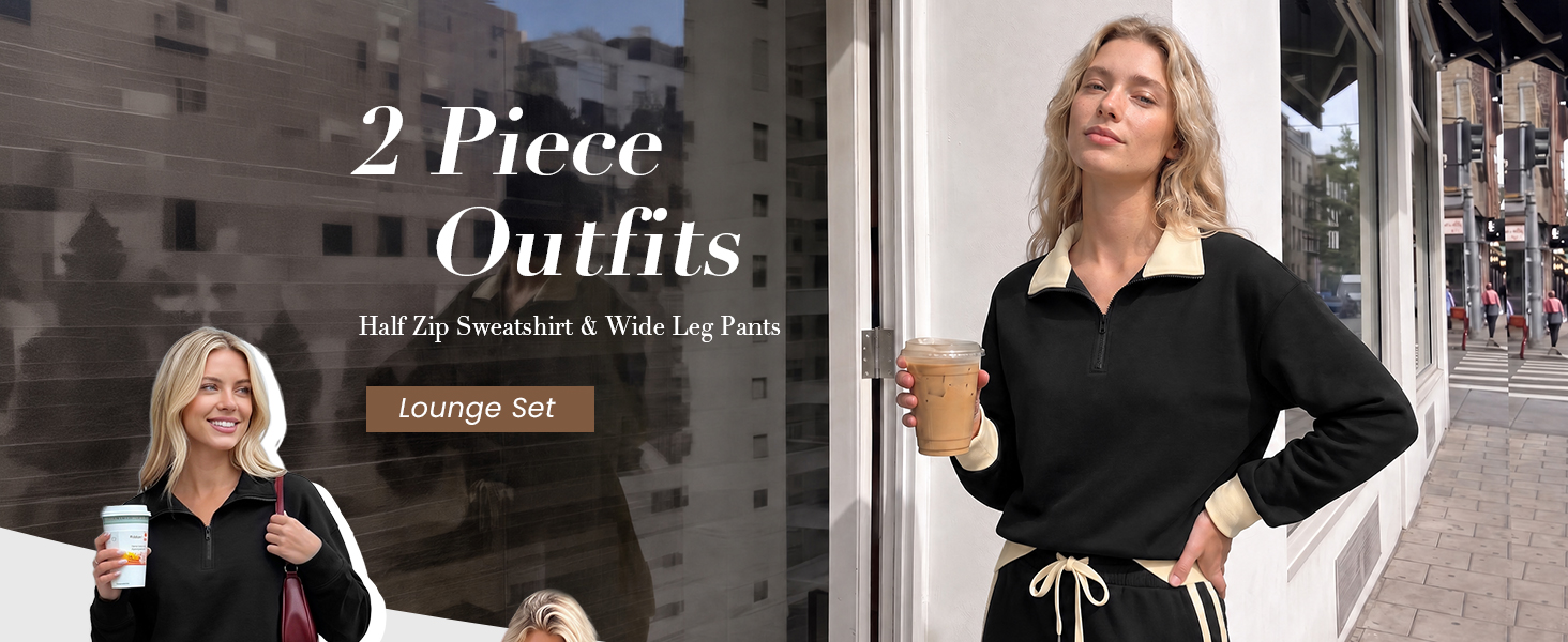 2 Piece Sets for Women Half Zip Lounge Sets Sweatsuits