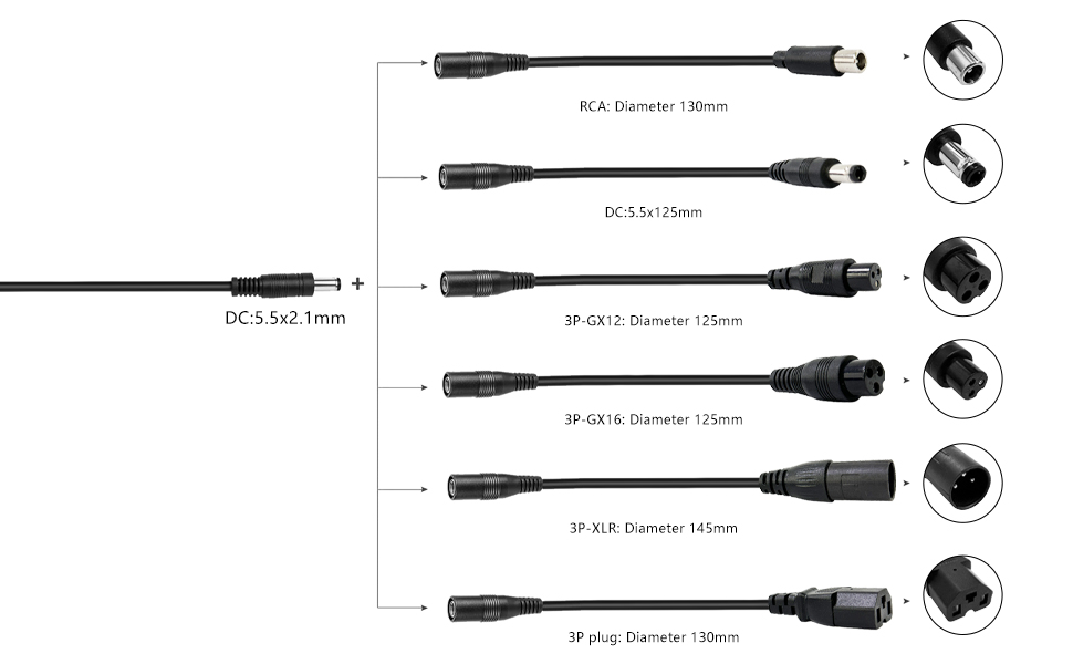 Electric Scooter Charger 6 in 1 Plugs Universal