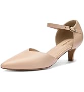 DOBOLIN Kitten Heels for Women Pointed Toe Pumps Dress Shoes | 2-Inch Low Heels with Adjustable S...