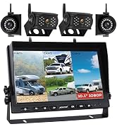 WOOCARTY 10.1" - 4 Magnetic Wireless RV Backup Camera System, 1080P DVR Touchscreen Rear Side Cam...
