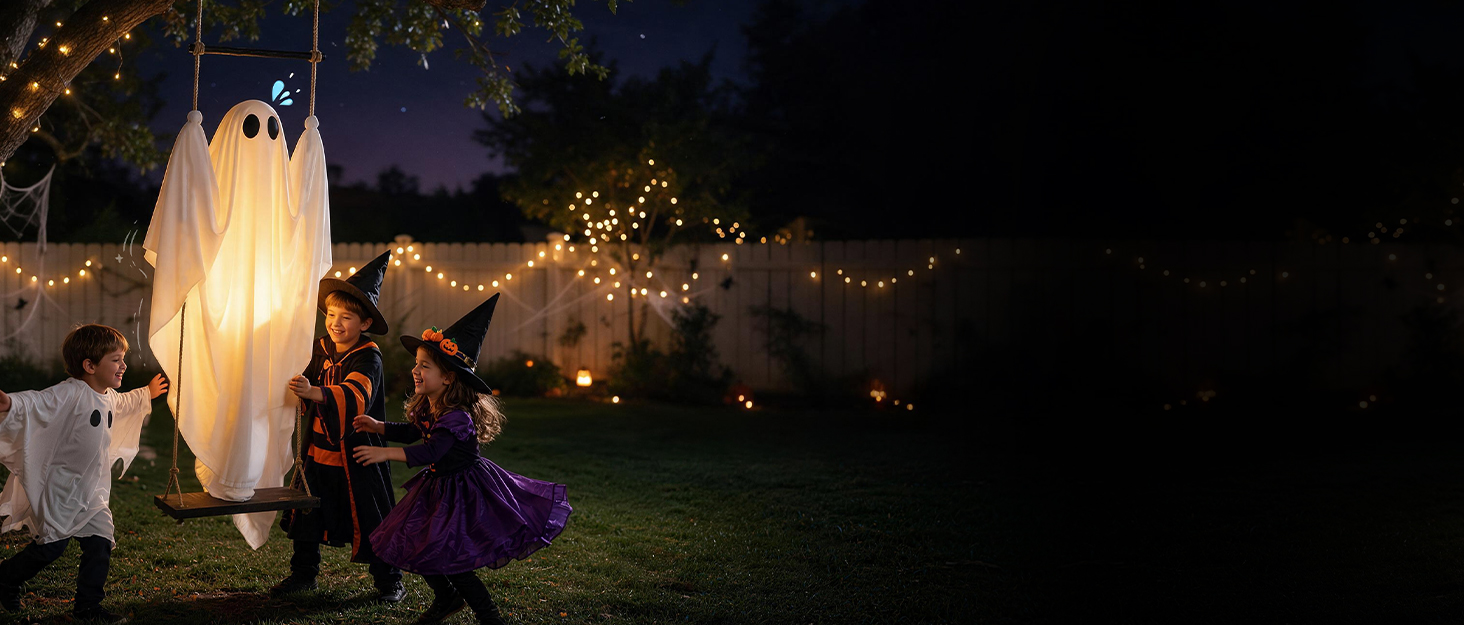 swinging ghost outdoor decor
