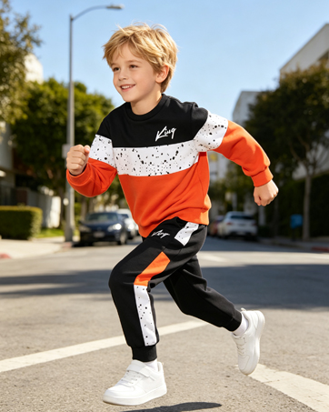 Fdqin Boy Outfits Sweatsuit Fleece Hood Pullover and Jogger Pant Set 4-14Y | 4 Piece,Soft Warm Sw...