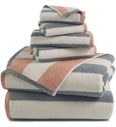 REDKISS Striped Bath Towels of 3-100% Cotton, Quick Dry, Super Soft | Large 31 x 63 Inches, Towel...