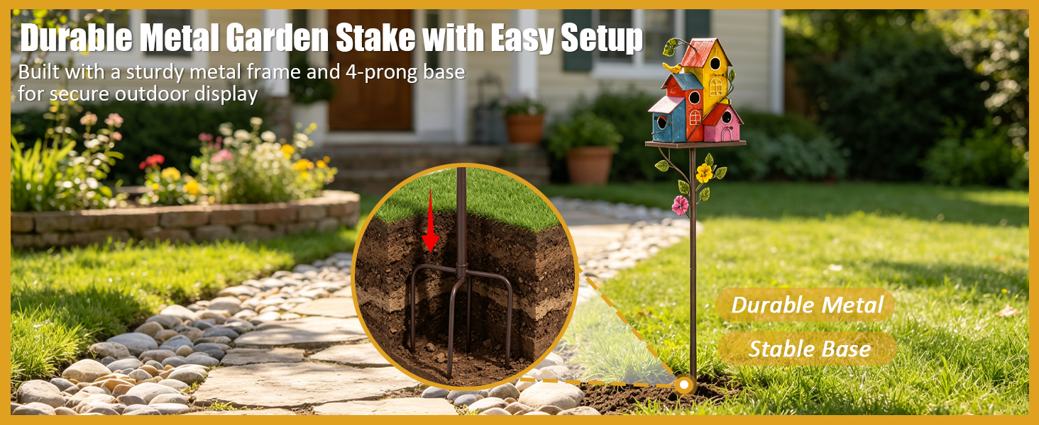 durable metal garden stake with easy setup