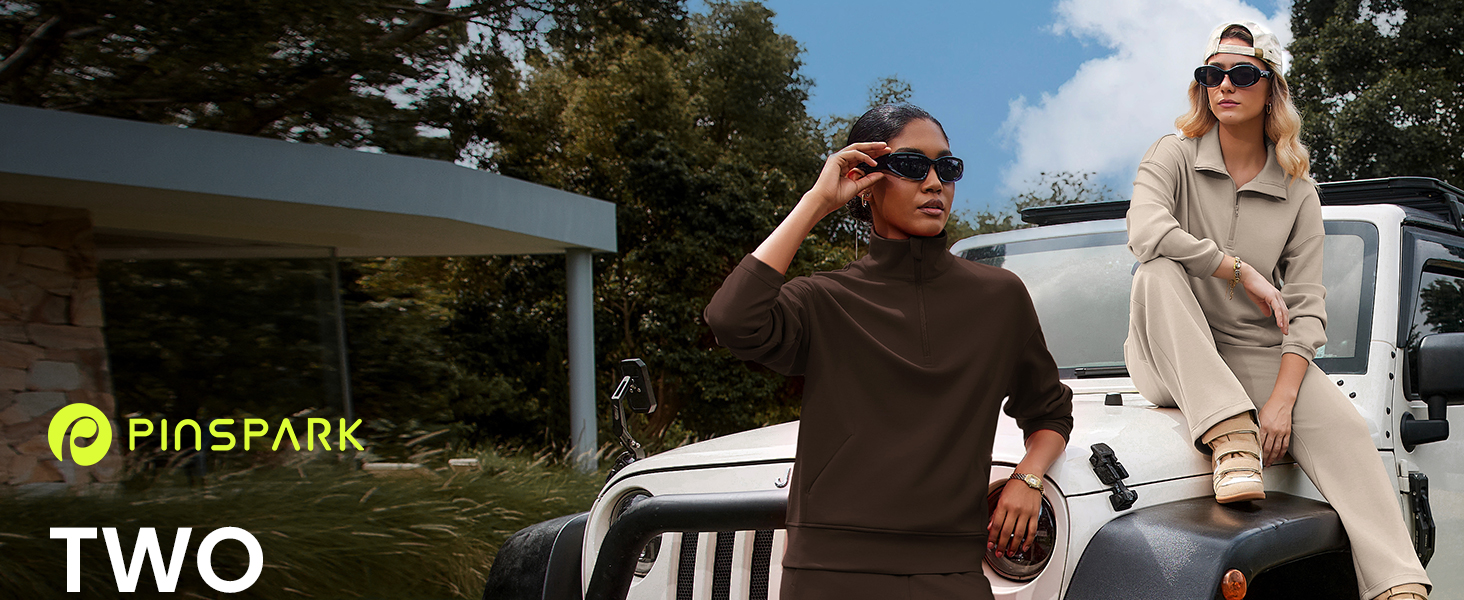 PINSPARK 2 Piece Sets for Women Half Zip Lounge Sets Tracksuit Fall 2026