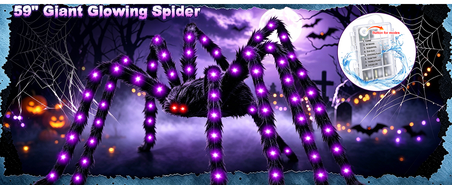 Halloween Decorations Outdoor, 250 LED Halloween Giant Spider Web Lights