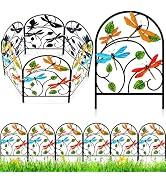 Yaocom Hummingbird Decorative Garden Fence - 6 Pack Hummingbird Metal Fence Panels for Outdoor Ya...