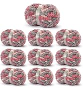10 Pack Jumbo Chenille Yarn for Crocheting, #10 Super Bulky Baby Soft Yarn for Hand Knitting, 220...