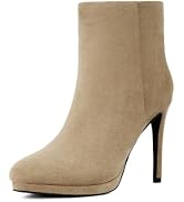 Modatope Ankle Boots for Women Round Toe Stiletto Heel Platform Booties | 4" Stiletto Heel, 0.59"...