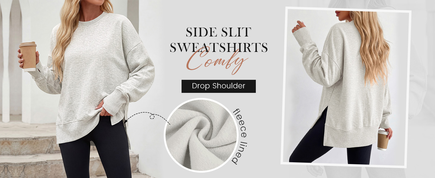Oversized Solid Color Long Sleeve Crew Neck sweatshirts women Casual Loose Pullover Shirt Top