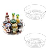 2 Pack Lazy Susan Organizer for Cabinet, Upgraded 11.5" Clear Lazy Susan Turntable with Handles a...