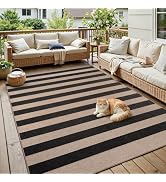 Striped Jute Look Rug 3X5, Washable Entryway Front Porch Door Mat for Patio | Non-Slip & Low Pile...