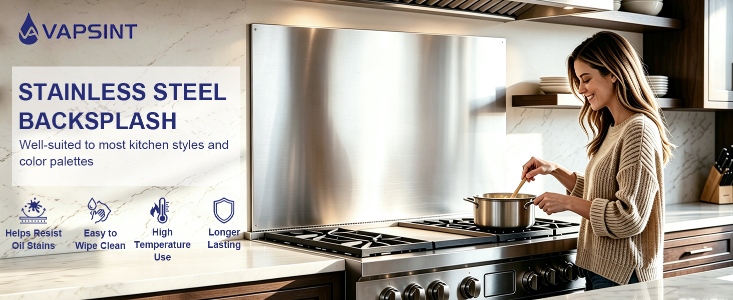 VAPSINT 30 x 32 Inch Stainless Steel Backsplash for Stove