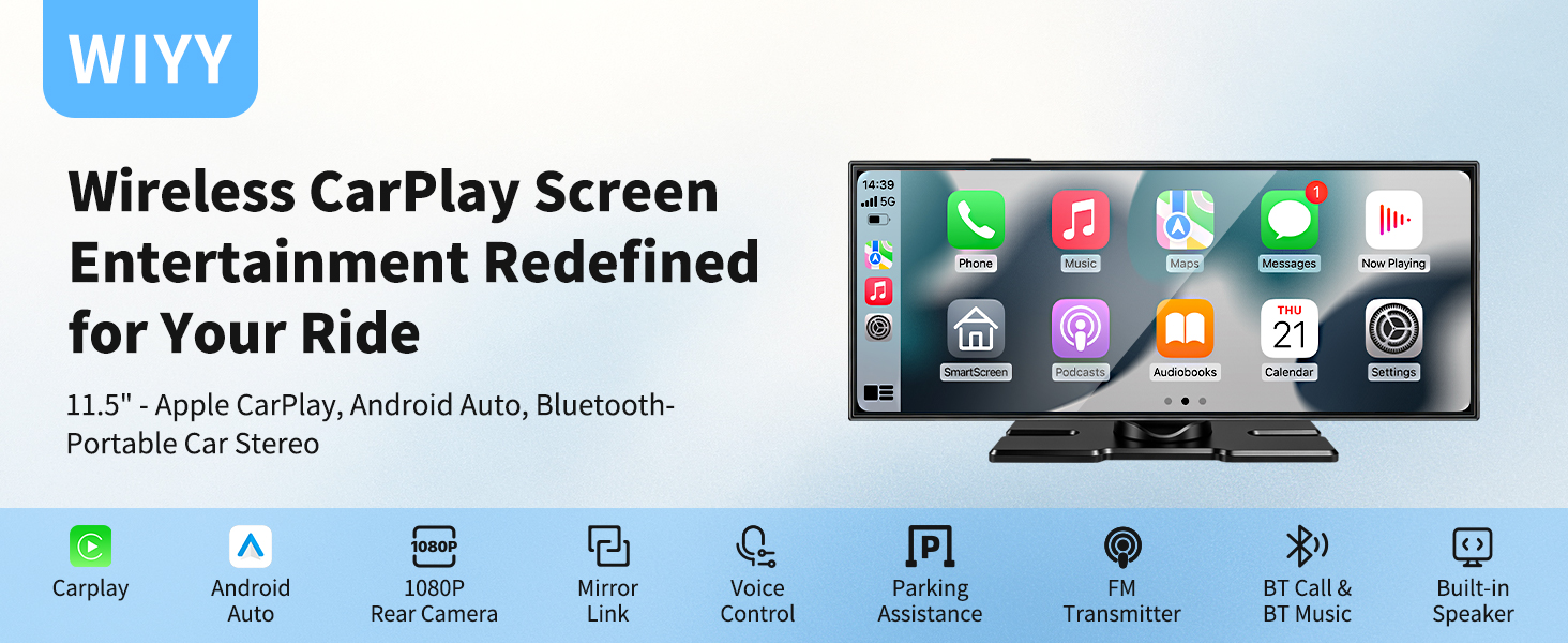 Wireless Portable CarPlay Screen for Car