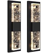 BesLowe Outdoor Wall Light Fixtures with Crystal Bubble Glass, Waterproof Exterior Sconces LED Wa...
