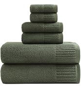 YTYC 27.5x55 Bath Towels Set,100% Cotton,650GSM,Sage Green,6-Pieces | Ultra Soft,Highly Absorbent...