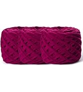3 Pack Fluffy Chenille Chunky Yarn for Crocheting 100g(65.6yd) - Baby Yarn for Crocheting Soft - ...