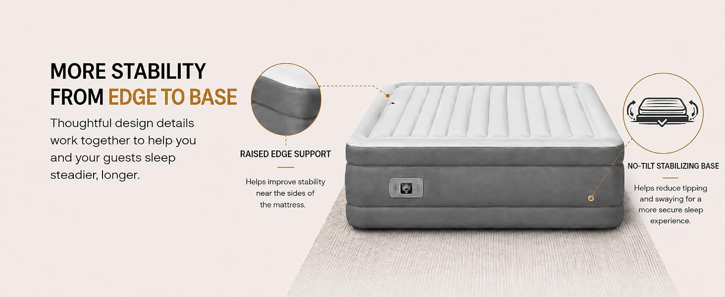 Beautyrest air mattress with horizontal oval beam construction and a raised, stable sleep surface
