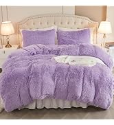 EMME Luxury Fuzzy Duvet Cover Set Queen Size Fluffy Comforter Cover Set for Queen Bed Shaggy and ...