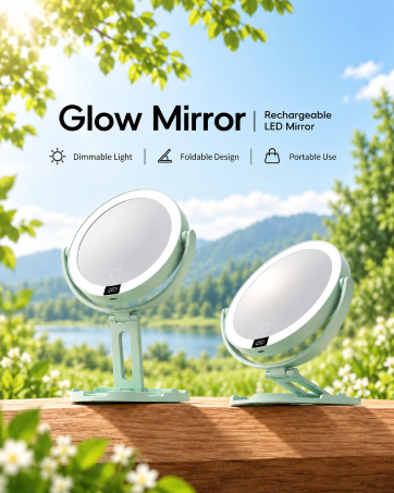 Travel Makeup Mirror with Lights