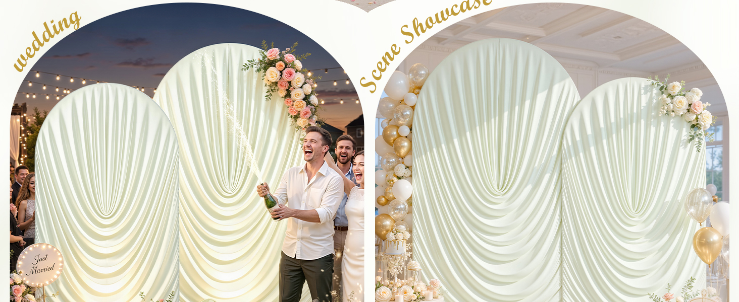 7.2ft and 6ft cream elegant arch covers for birthday parties