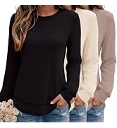 TCOT Women's 3 Pack Long Sleeve Shirts Lightweight Crew Neck Sweatshirts | S-3XL,Dressy Casual Bl...