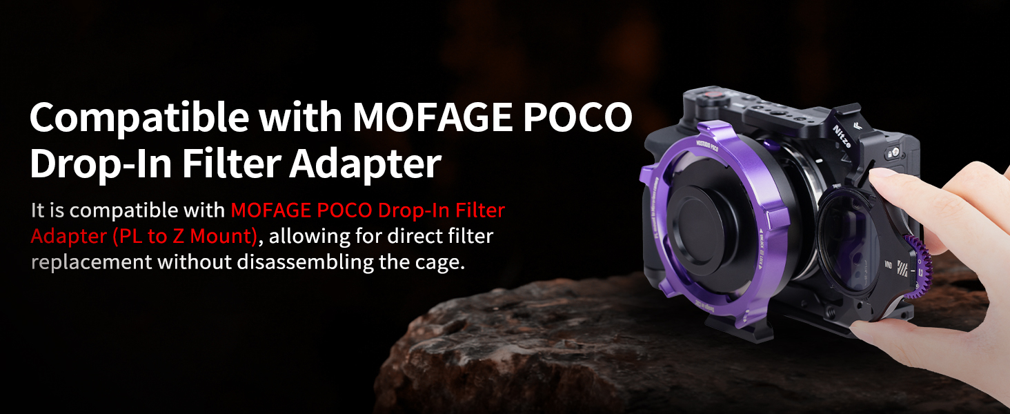 Nitze Camera Cage compatible with MOFAGE POCO Drop-In filter adapter