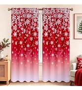 AtawLege Christmas Snowflake Curtains for Living Room White Blackout Bedroom Curtains 84 Inch Lon...