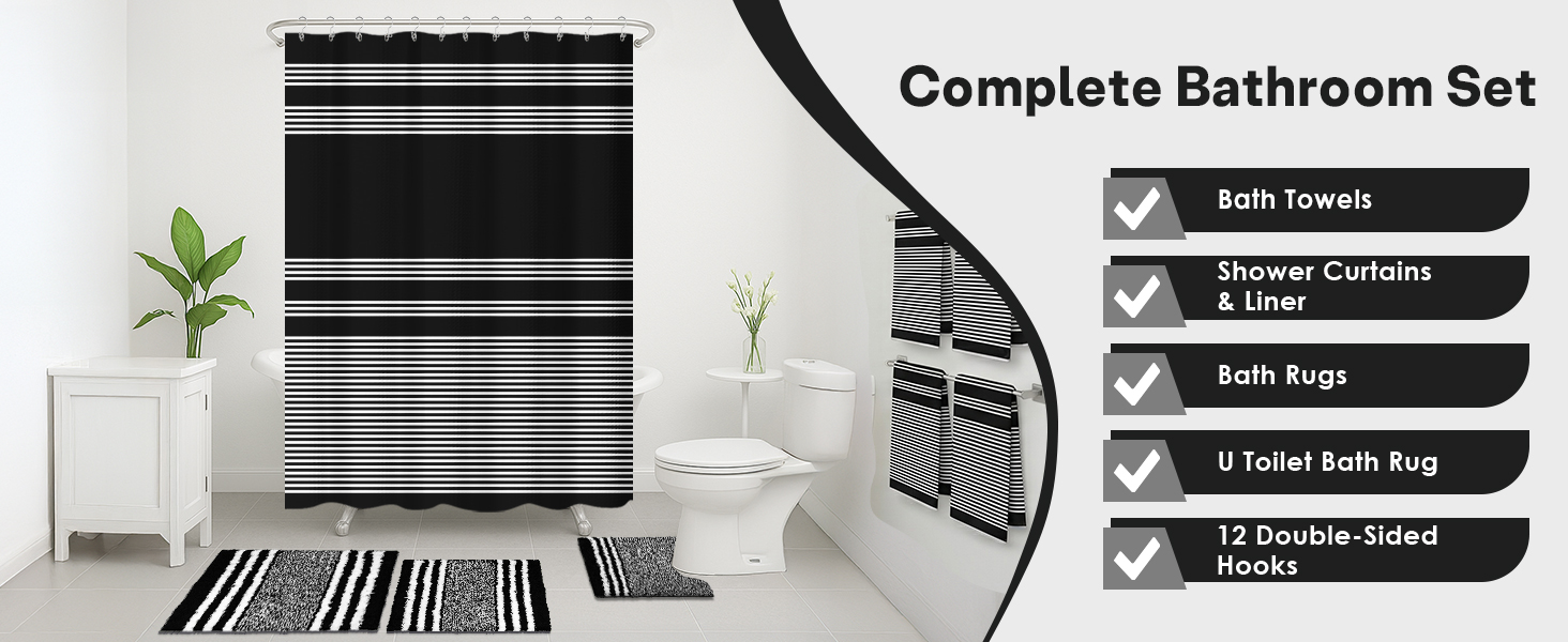 Bathroom Sets with Shower Curtain and Rugs