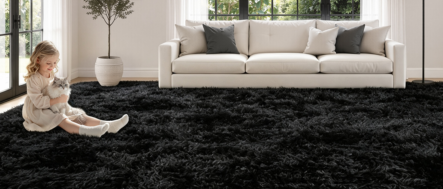TENGTENGLINK Fluffy Shag Area Rug Living Room Washable Non-Slip