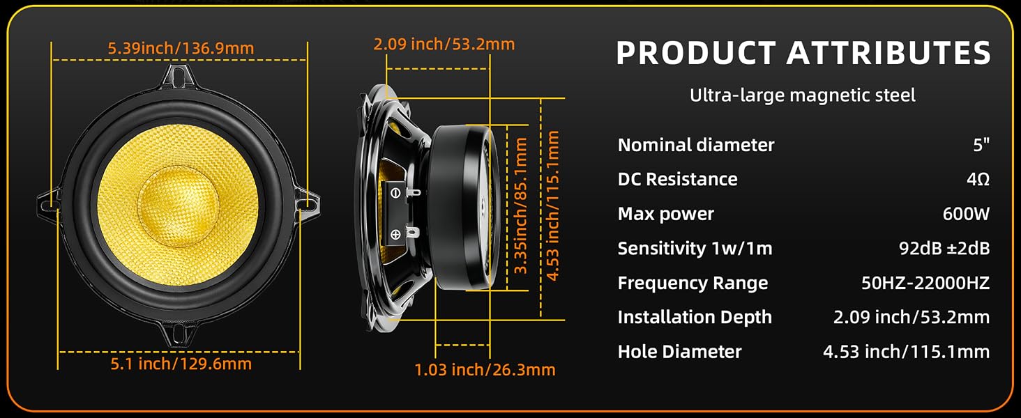 5 inch speakers, 5 inch midrange speakers
