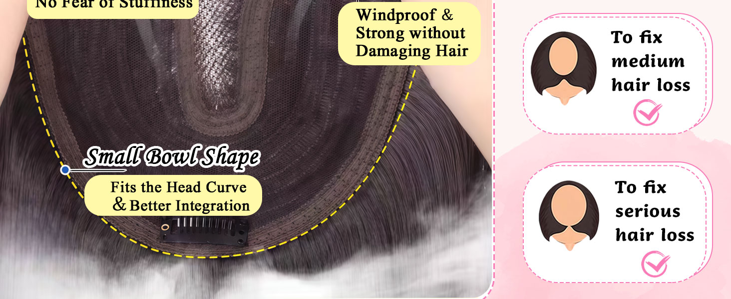Human hair toppers for women