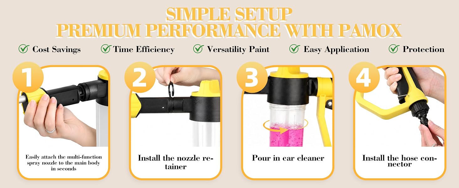 PAMOX Car Wash Foam Gun for Garden Hose - High Pressure Foam Cannon Car Wash Kit