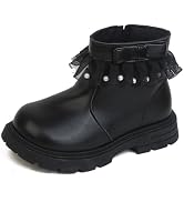 DADAWEN Boy's Girl's Glitter Ankle Boots Lace Up Non-Slip Waterproof Combat Boots with Side Zippe...