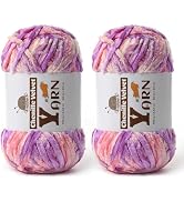 2 Pack Plush Chenille Chunky Yarn - Fluffy Velvet Yarns Crochet for Blanket Knitting and Crocheti...