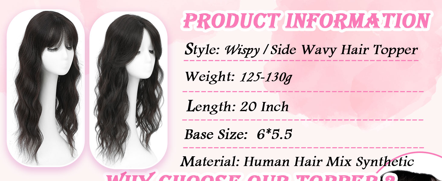 Hair Toppers for Women with Thinning Hair 20 Inch Toppers Hair Pieces