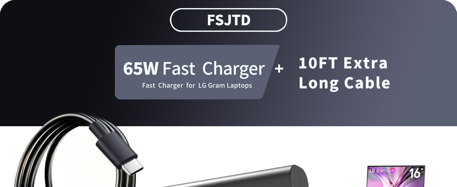 65w Fast Charger for LG Gram Laptops