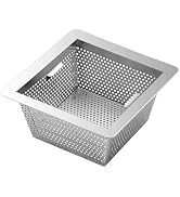Stainless Steel Commercial Floor Drain Strainer, 8.5x8.5x3 Inch | Square Floor Drain Filter Acces...