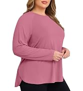 COOTRY Plus Size Workout Tops for Women Long Sleeve Athletic Shirts Breathable Running Yoga Gym C...